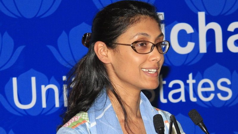 Roshni Nadar Malhotra speaking at Shiv Nadar University, July 2015